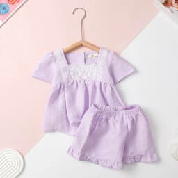 Thumbnail Bộ quần áo vải đũi LITIBABY cộc tay, quần đùi mùa hè cho bé gái từ 2 đến 14 tuổi 3