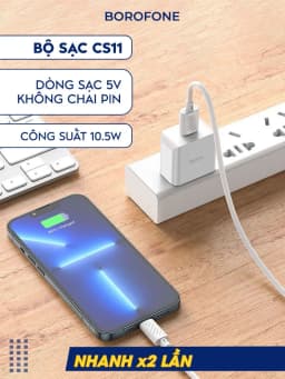 Thumbnail Bộ sạc 5W Hoco UH102 cho 5 6 7 8 X 11 12 gồm củ và cáp H-UPF01-SI dài 1 mét 3