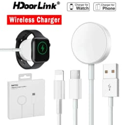 Thumbnail Bộ sạc không dây HdoorLink 3 trong 1 Type C cho dòng đồng hồ A-ple Đồng hồ di động Bộ sạc nhanh không dây từ tính Đế sạc USB 1
