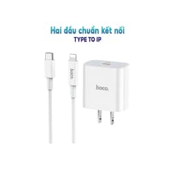Thumbnail Bộ Sạc Nhanh Chính Hãng Hoco C76 Plus Type-C To LN PD 20W Dành Cho iP 7 Đến 14-Promax Chân Tròn 3