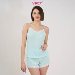 Thumbnail Bộ short thun cotton, áo 2 dây phối ren với họa tiết đặc trưng Noel BST032S11 1