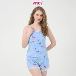 Thumbnail Bộ short thun cotton, áo 2 dây phối ren với họa tiết đặc trưng Noel BST032S11 4