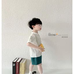Thumbnail Bộ sơ mi cô tàu họa tiết kẻ cho bé Beemo Chất liệu đũi cao cấp siêu thoáng mát cho mùa hè,quần shorts lưng thun B597 3