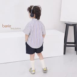 Thumbnail Bộ sơ mi cộc tay in hình kèm cavat cho bé trai Borie chất liệu thô vân kẻ thoáng khí lên form cực đẹp A017 4