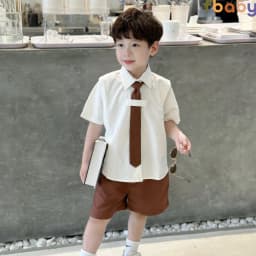 Thumbnail Bộ sơ mi hè bé trai phối tay kèm cà vạt Fbaby - FB023 2