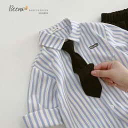 Thumbnail Bộ sơ mi kẻ kèm Cavat cho bé trai Beemo Chất liệu thô vân kẻ thoáng khí, lên form cực kì đẹp B552 3