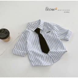 Thumbnail Bộ sơ mi kẻ kèm Cavat cho bé trai Beemo Chất liệu thô vân kẻ thoáng khí, lên form cực kì đẹp B552 4