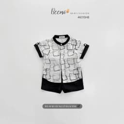 Thumbnail Bộ sơ mi đũi xước in hoạ tiêt cho bé trai Beemo Chất liệu đũi xước thoáng mát thiết kế áo cộc tay cổ tàu B594 3