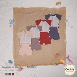 Thumbnail Bộ Sơ Sinh Cộc Tay COOKIE, Bộ Sơ Sinh Vai Dơi Cài Giữa Cho Bé Size Từ 0 Đến 9 Tháng 1