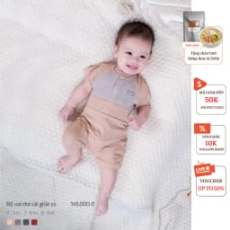 Thumbnail Bộ Sơ Sinh Cộc Tay COOKIE, Bộ Sơ Sinh Vai Dơi Cài Giữa Cho Bé Size Từ 0 Đến 9 Tháng 2