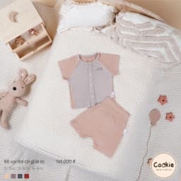 Thumbnail Bộ Sơ Sinh Cộc Tay COOKIE, Bộ Sơ Sinh Vai Dơi Cài Giữa Cho Bé Size Từ 0 Đến 9 Tháng 3