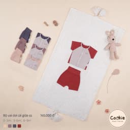 Thumbnail Bộ Sơ Sinh Cộc Tay COOKIE, Bộ Sơ Sinh Vai Dơi Cài Giữa Cho Bé Size Từ 0 Đến 9 Tháng 4