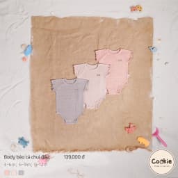 Thumbnail Bộ Sơ Sinh COOKIE, Body Bèo Cá Chui Đầu,Dệt Hình Xương Cá, Viền Tay Bèo Cho Bé Sơ Sinh 6 Tháng Và 12 Tuổi 1