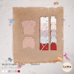 Thumbnail Bộ Sơ Sinh Raglan COOKIE, Bộ Cộc Sơ Sinh Raglan Cài Chéo Cho Bé Size Từ 0 Đến 9 Tháng 2