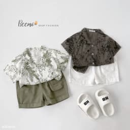 Thumbnail Bộ sơmi cổ V Summer cho bé trai Beemo Chất liệu thô hoạ tiết in lá, kết hợp cùng kaki hàn siêu đẹp B488 1
