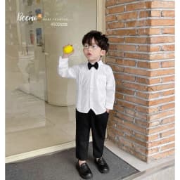 Thumbnail Bộ sơmi ly nổi kèm nơ cho bé trai Beemo Chất liệu thô hàn kết hợp chéo hàn cao cấp, siêu mướt, thoáng khí B584 1