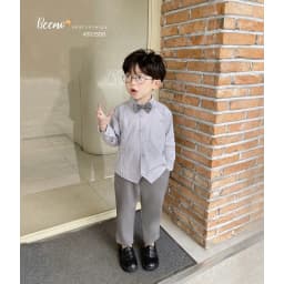 Thumbnail Bộ sơmi ly nổi kèm nơ cho bé trai Beemo Chất liệu thô hàn kết hợp chéo hàn cao cấp, siêu mướt, thoáng khí B584 3