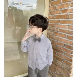 Thumbnail Bộ sơmi ly nổi kèm nơ cho bé trai Beemo Chất liệu thô hàn kết hợp chéo hàn cao cấp, siêu mướt, thoáng khí B584 4