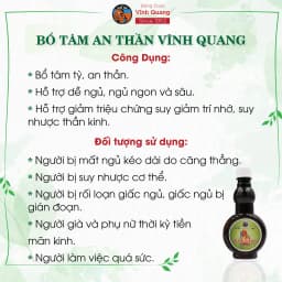Thumbnail Bổ Tâm An Thần Vĩnh Quang chai 280ml Hỗ trợ dễ ngủ, ngủ ngon, giảm triệu chứng suy giảm trí nhớ 4
