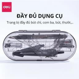 Thumbnail Bộ thước kẻ compa 8 món Deli chuyên dụng cụ học tập cho học sinh eke thước kẻ tẩy chì đồ dung học tập - 9591 4