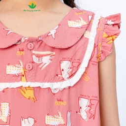Thumbnail Bộ tole lanh sát nách cho bé gái họa tiết xinh xắn cổ sen thời trang Việt Thắng - B62.5085 2