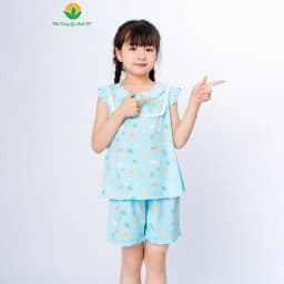 Thumbnail Bộ tole lanh sát nách cho bé gái họa tiết xinh xắn cổ sen thời trang Việt Thắng - B62.5085 4