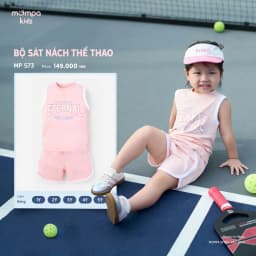 Thumbnail Bộ váy bé gái Mompa 1-5 tuổi cộc tay thể thao co giãn thoáng khí thấm hút 574 3