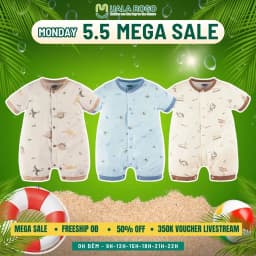 Thumbnail Bodysuit cộc tay cho bé Ualarogo áo liền quần 3-12 tháng vải Sợi tre Bamboo mềm mịn co giãn cúc giữa 2154 1