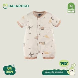 Thumbnail Bodysuit cộc tay cho bé Ualarogo áo liền quần 3-12 tháng vải Sợi tre Bamboo mềm mịn co giãn cúc giữa 2154 4