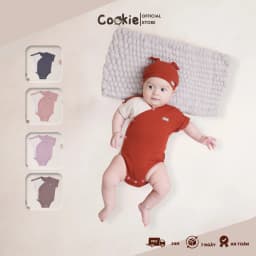 Thumbnail Bodysuit Ngắn Tay COOKIE, Bodysuit Cộc Tay Lật Gấu Cho Bé Chất Cotton Tăm Lạnh Size Từ 0 Đến 1 Tuổi 1