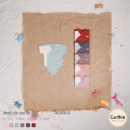 Thumbnail Bodysuit Ngắn Tay COOKIE, Bodysuit Cộc Tay Lật Gấu Cho Bé Chất Cotton Tăm Lạnh Size Từ 0 Đến 1 Tuổi 2