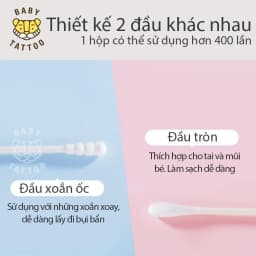 Thumbnail Bông Tăm Cao Cấp, Đầu Bông Mini Thương Hiệu BABY TATTOO, Bông Ngoáy Tay Tiện Lợi, An Toàn Cho Bé, 1 Hộp 200 Cái 4
