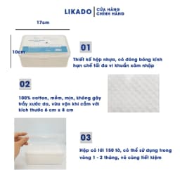 Thumbnail Bông tẩy trang Likado dạng hộp 150 miếng bông tự nhiên (6cm x 8cm) 4