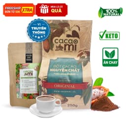 Thumbnail Bột cacao nguyên chất không đường CACAOMI Original chuẩn ăn kiêng Keto Eat Clean, ăn chay [80g/250g] 1