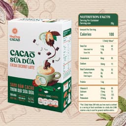 Thumbnail Bột Cacao Sữa Dừa - Hộp Giấy 12 Gói Tiện Lợi 20g - Bột cacao sữa dừa tự nhiên, thuần chay - Heyday 2