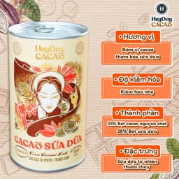 Thumbnail Bột cacao sữa dừa tự nhiên, thuần chay – Lon 350g – Heyday Cacao 2