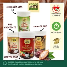 Thumbnail Bột cacao thuần chay thơm ngon đậm ca cao nguyên chất mix 4 vị cà phê, sữa dừa, socola hũ tiện lợi 1