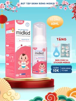 Thumbnail Bọt tập đánh răng Midkid chính hãng vị Dâu 60ml cho bé từ 1 tuổi, hữu cơ, bọt mịn tan nhanh, an toàn 1