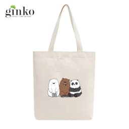 Thumbnail BST Túi Tote Vải Mộc GINKO Kiểu Basic có dây kéo khóa ( túi con ) in hình We Bare Bears M68-M76 3