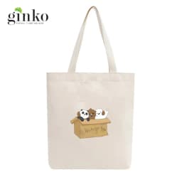 Thumbnail BST Túi Tote Vải Mộc GINKO Kiểu Basic có dây kéo khóa ( túi con ) in hình We Bare Bears M68-M76 4