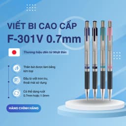 Thumbnail Bút Bi Bấm F301V 0.7mm Zebra - Nhật [Chính Hãng] - mực xanh 1