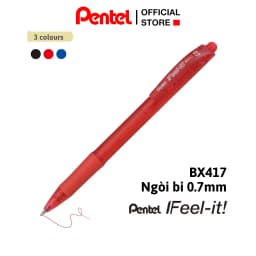 Thumbnail Bút Bi Bấm Ngòi 0.7mm Pentel BX417 Trơn Mượt Không Đọng Mực Nét Viết Êm Mịn Không Tắc Mực 2