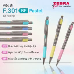 Thumbnail Bút Bi Kim Loại Cao Cấp F.301 Pastel Zebra Pen 1.0mm - Mực Xanh, Vỏ Kim Loại Sang Trọng [Chính Hãng] 1