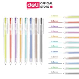 Thumbnail Bút bi nước mực gel bấm nhiều màu 0.5mm Deli xinh xắn nhanh khô viết đều trơn tru nhiều mực 1