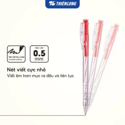 Thumbnail Bút bi Thiên Long TL-027 mực xanh/đỏ/đen/tím ngòi 0.5mm dạng bấm cò, nét viết đều, êm, dành cho học sinh, văn phòng 1