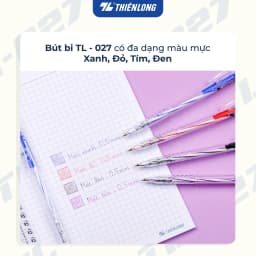 Thumbnail Bút bi Thiên Long TL-027 mực xanh/đỏ/đen/tím ngòi 0.5mm dạng bấm cò, nét viết đều, êm, dành cho học sinh, văn phòng 3