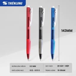 Thumbnail Bút bi Thiên Long TL-095 Butter Ink - Viết bi ngòi 0.5mm - Mực xanh 3