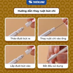 Thumbnail Bút chì bấm Hoshi Thiên Long PC-037/HS công nghệ Nhật Bản - viết chì ngòi 0.5mm thiết kế tối giản, sẵn gôm trên nắp 4