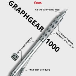 Thumbnail Bút Chì Cơ Khí Pentel Graphgrear 1000 – Thân Kim Loại Inox, Nét Chuẩn Xác – Bút Chì Bấm Ngòi 0.5mm 3