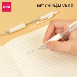 Thumbnail Bút chì kim bấm Deli ngòi 0.5mm màu trắng dễ thương cao cấp cải tiến có đầu tẩy cho học sinh văn phòng nhỏ gọn tiện lợi 2